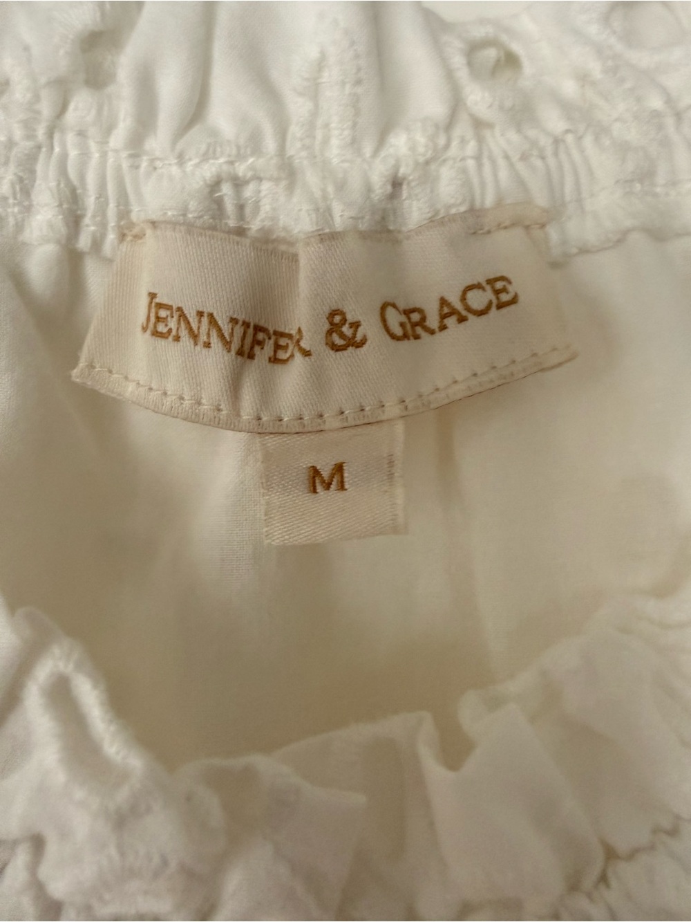 White Eyelet Puff-Sleeve Off-Shoulder Blouse - Picture 6 of 6